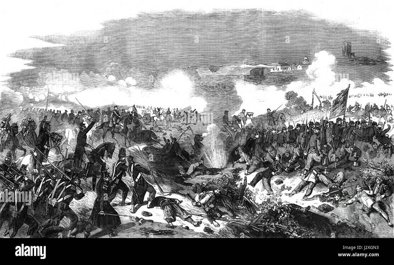 Une représentation ou une référence à la bataille de Solférino, livrée en 1859 pendant la seconde Guerre d'indépendance italienne, un événement important dans l'histoire européenne. Banque D'Images