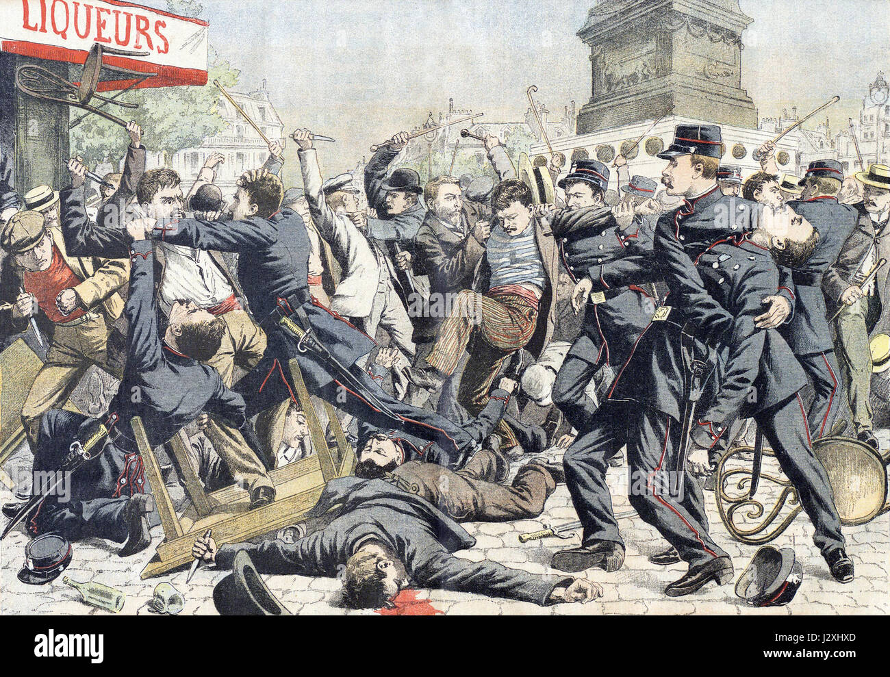 Apachesvspolicebastille Banque D'Images