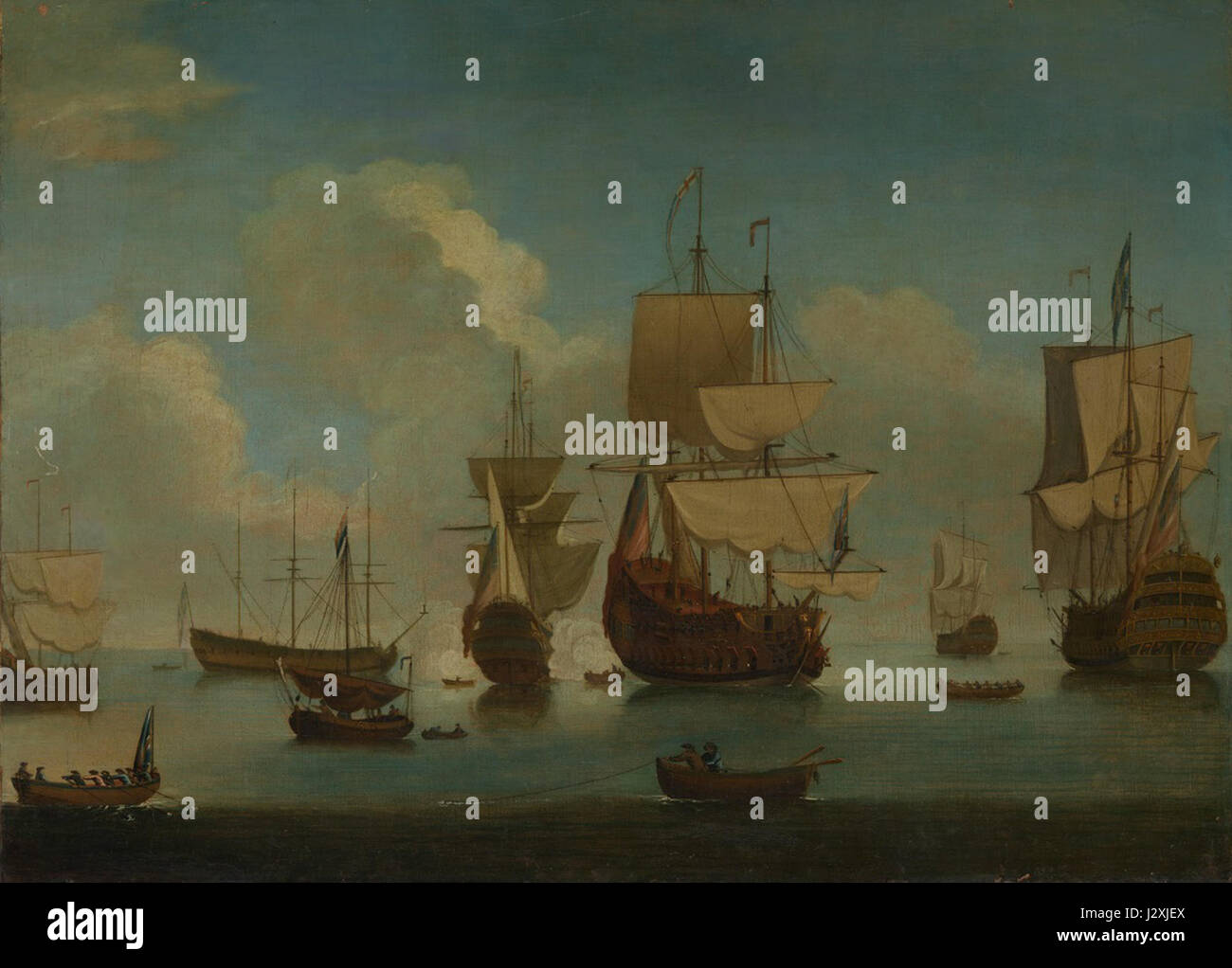 « An English Ship Becalmed » fait référence à un événement maritime ou à une œuvre d'art représentant un navire anglais pris dans un calme en mer, une situation où il n'y a pas de vent, laissant le navire immobile. Cette scène est courante dans l'histoire navale et reflète souvent des thèmes de lutte maritime ou de l'imprévisibilité de la mer. Banque D'Images