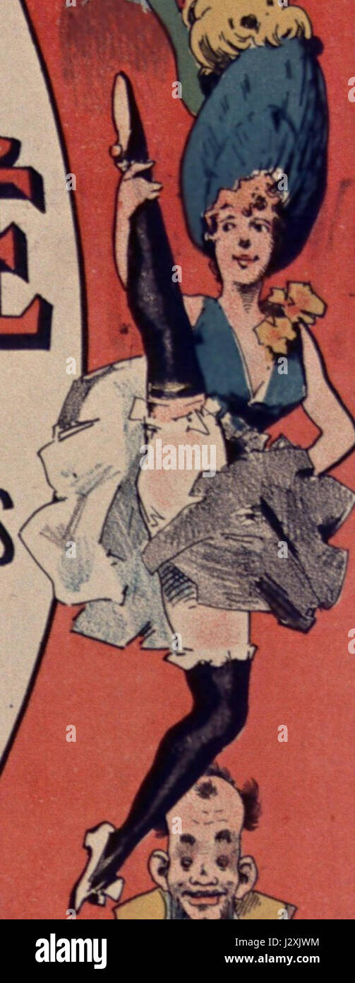 « Cancan » fait référence au style de danse français emblématique qui est devenu populaire à la fin du XIXe siècle, en particulier dans les cabarets parisiens, symbolisant la culture du divertissement dynamique de l'époque. Banque D'Images