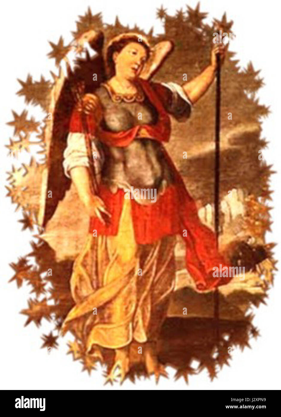 Angelus Nikaël fait référence à la représentation d'un ange, peut-être inspiré par un symbolisme religieux ou mythologique. La figure de Nikaël peut représenter une figure angélique spécifique ou un concept général des êtres divins. Banque D'Images