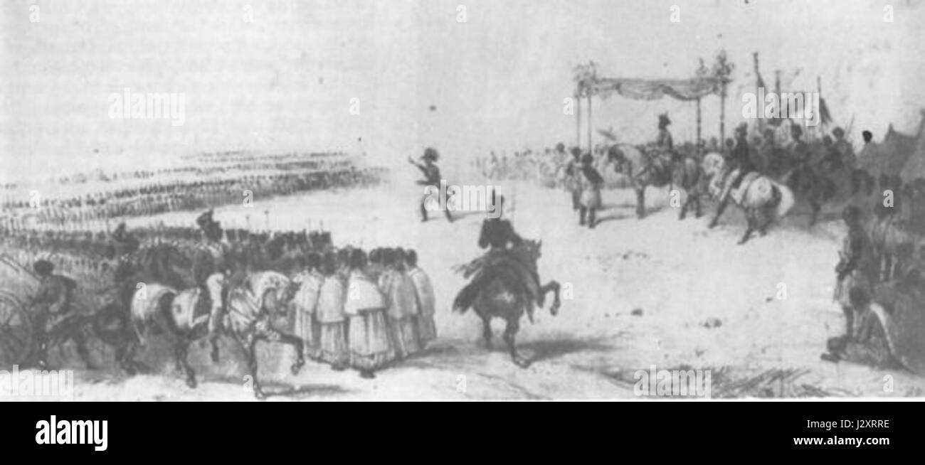 L'Armee Radama fait référence à l'armée du roi Radama Ier de Madagascar. Radama Ier, qui a régné de 1810 à 1828, est connu pour ses efforts de modernisation de Madagascar et de renforcement de l'autorité centrale. Son armée a joué un rôle crucial dans la consolidation de son pouvoir. Banque D'Images