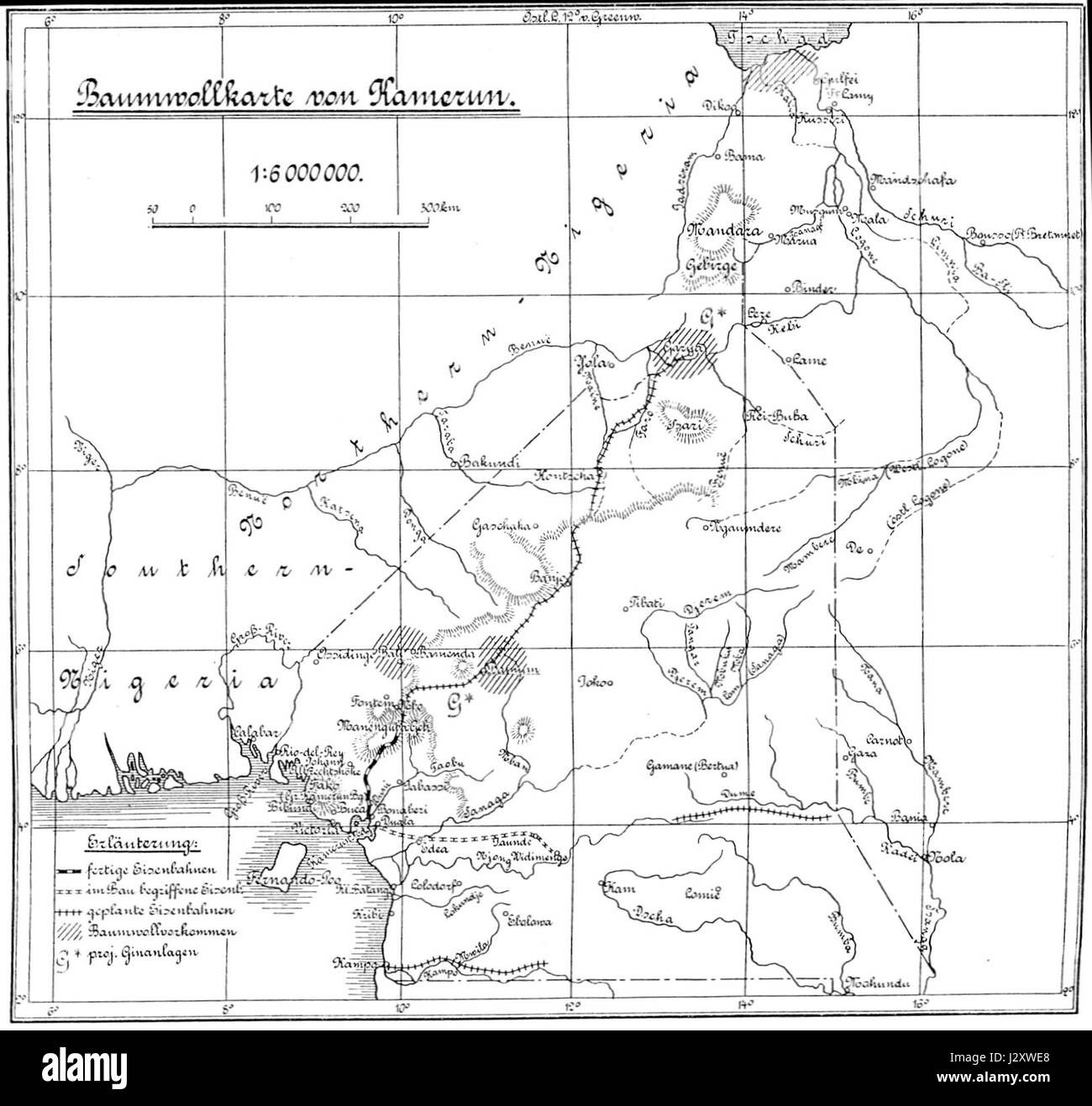 Kamerun 1909 Baumwollkarte Banque D'Images