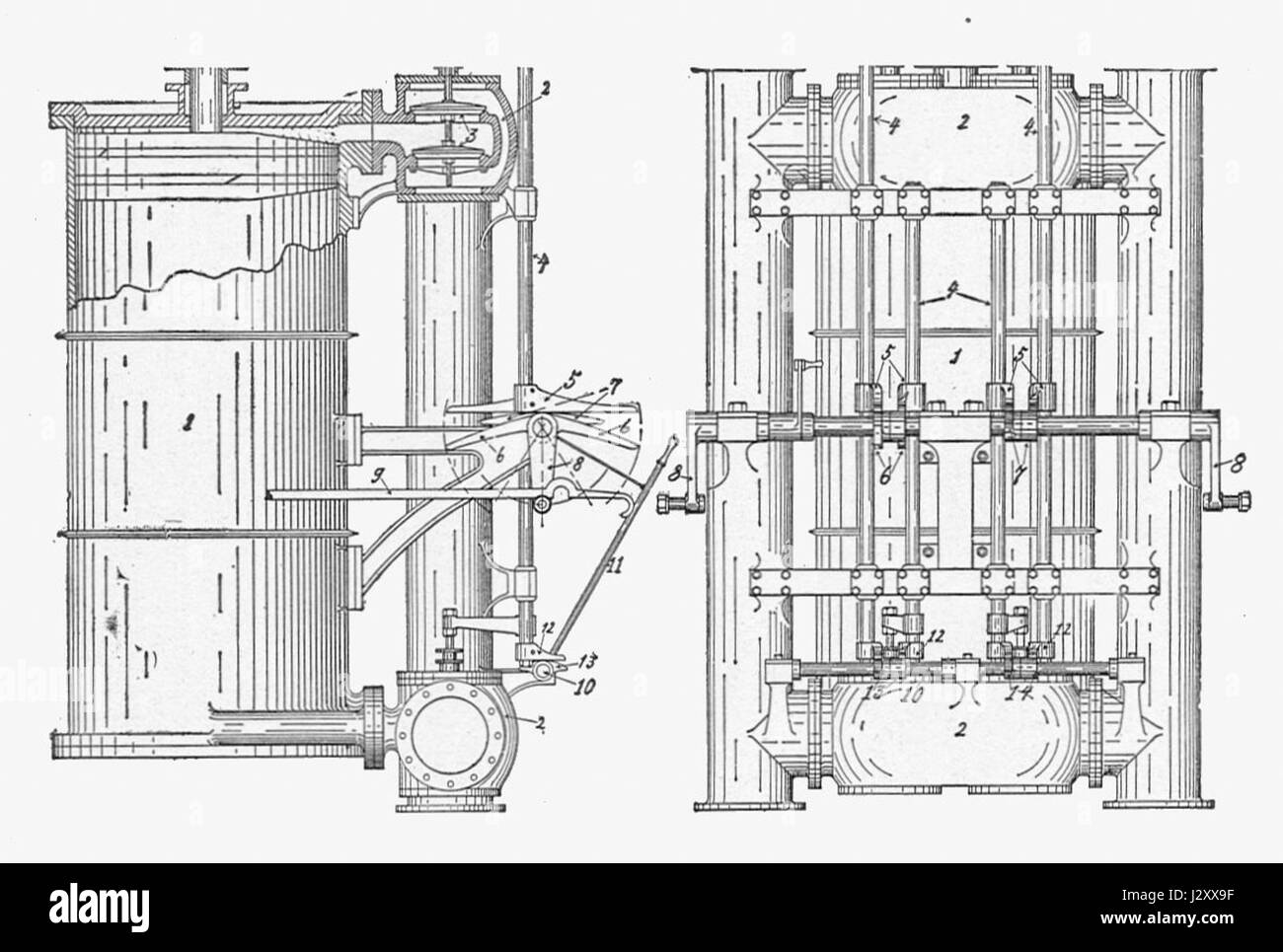 Moteur de cylindre avec double-beat (nouveau catéchisme de la machine à vapeur, 1904) Banque D'Images