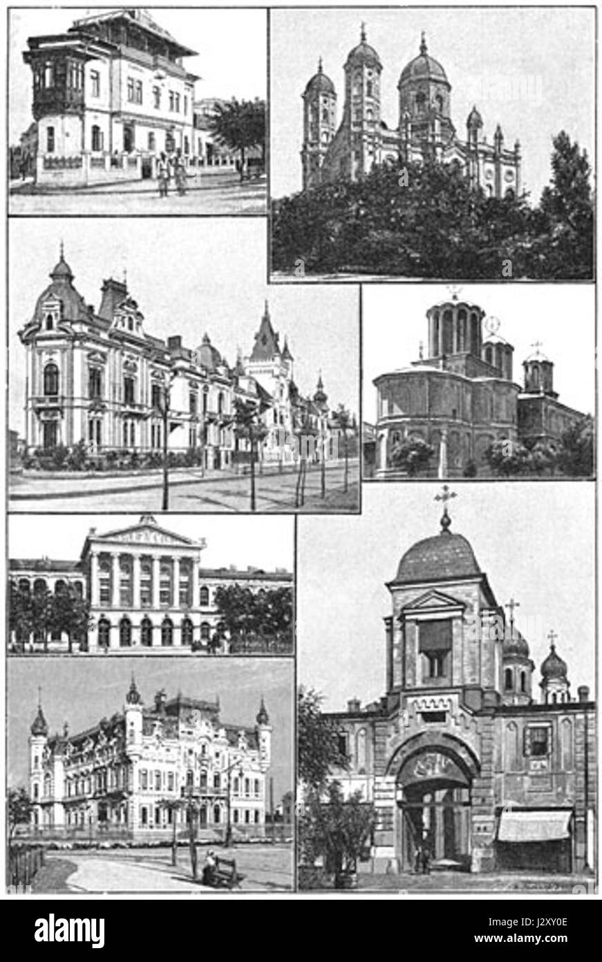 Une vue de divers bâtiments à Bucarest, Roumanie, reflétant la diversité architecturale de la ville, combinant des conceptions historiques et modernes. Banque D'Images