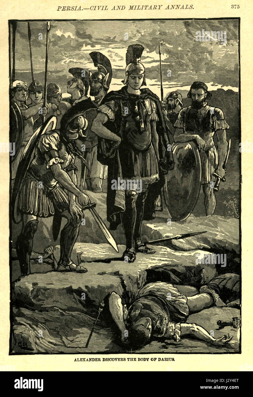Alexander atteint le corps de Darius Banque D'Images