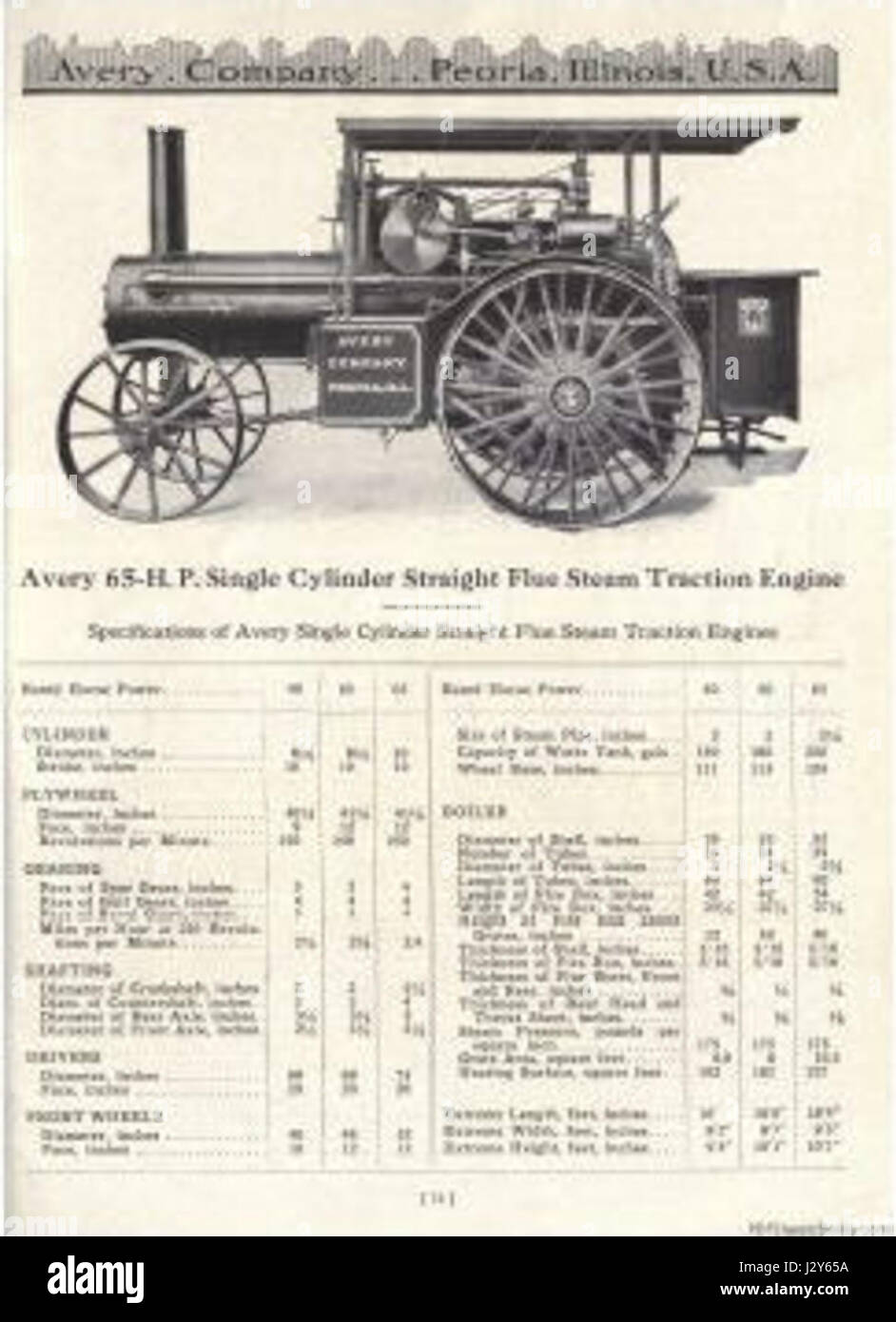 Catalogue Avery 65ch unique cylindre moteur à vapeur de fumée Staight Banque D'Images