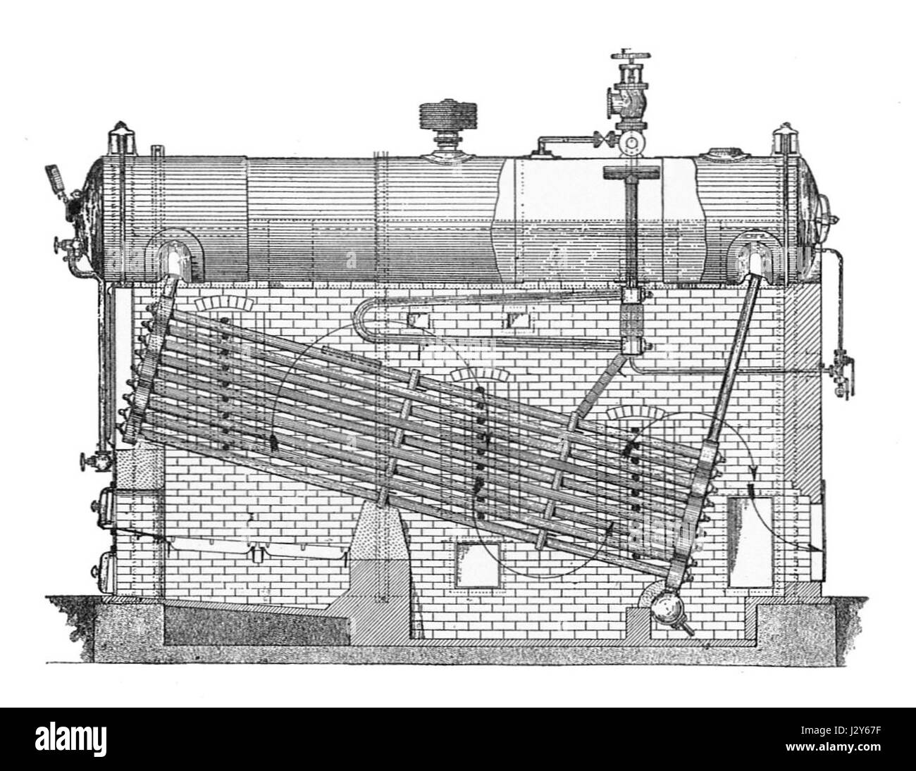 Le surchauffeur Babcock & Wilcox, décrit dans *Modern Engines* de Rankin Kennedy, vol IV, est un composant important de la technologie des moteurs à vapeur. Il augmente l'efficacité des machines à vapeur en augmentant la température de la vapeur utilisée pour la production d'électricité. Banque D'Images