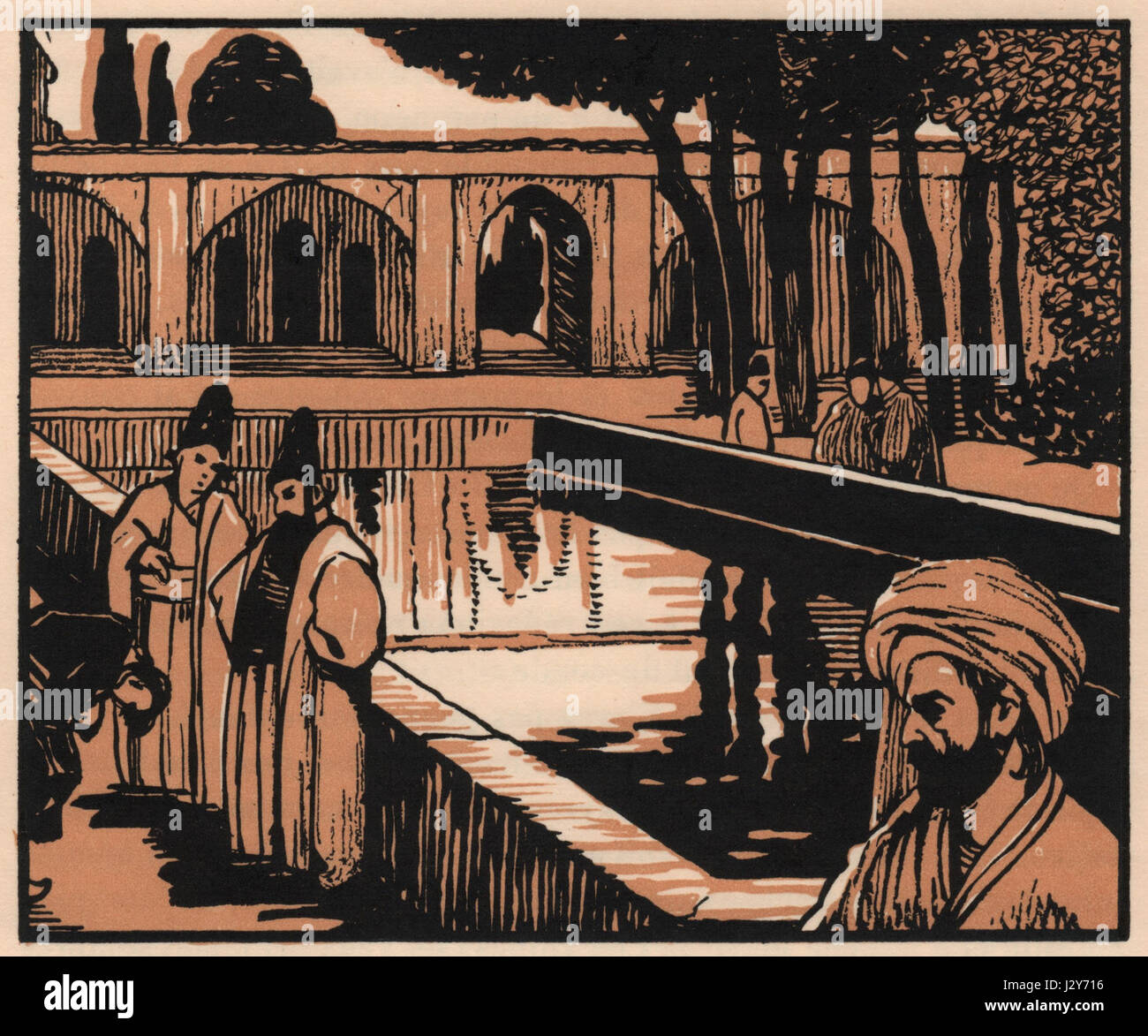 Une page de 'nouvelles asiatiques' de Becque, donnant un aperçu de l'histoire ou de la culture asiatique. Banque D'Images