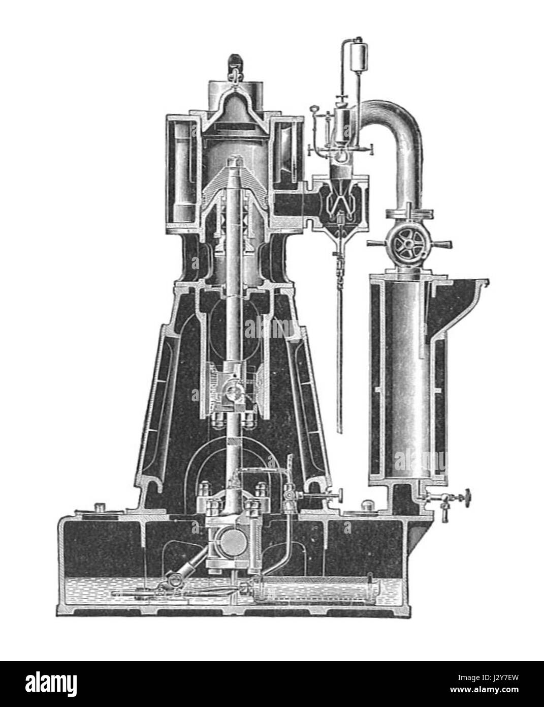 Cette illustration transversale du moteur Bellis & Morcom, présentée dans les travaux de Rankin Kennedy sur les installations électriques en 1903, donne un aperçu de la conception et de la mécanique des moteurs électriques du début du XXe siècle. Banque D'Images