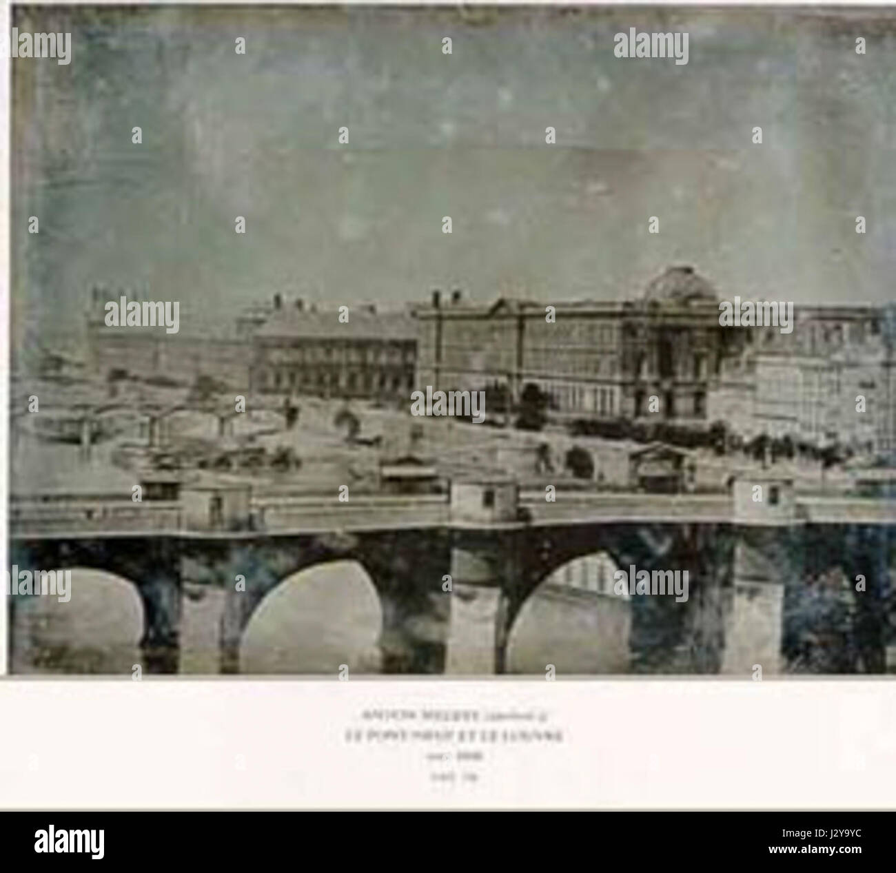 « Le Pont neuf 1848 » d'Anton Melbye capture le pont historique de Paris, illustrant son importance dans le paysage et l'histoire du cityÂ à travers des œuvres d'art détaillées. Banque D'Images