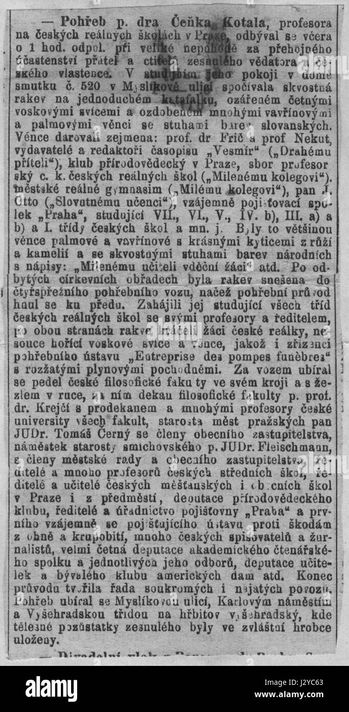 Cenek Kotal Noviny est un journal ou périodique historique, offrant un aperçu de l'environnement culturel, politique et social de son époque. Banque D'Images