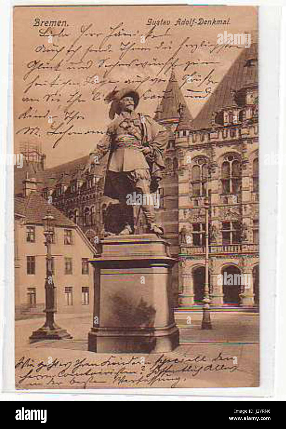 Le Gustave Adolf-Denkmal de Brême est un monument dédié à Gustave II Adolphe de Suède, érigé à Brême en Allemagne en 1905. Il commémore l'impact du roi suédois pendant la guerre de trente ans et son rôle dans l'histoire européenne. Banque D'Images