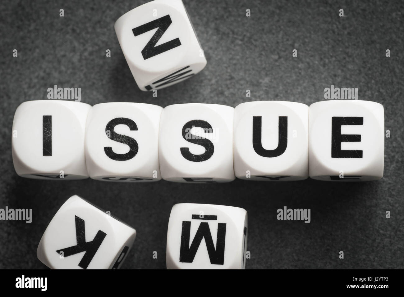 Question sur word cubes jouet blanc Banque D'Images