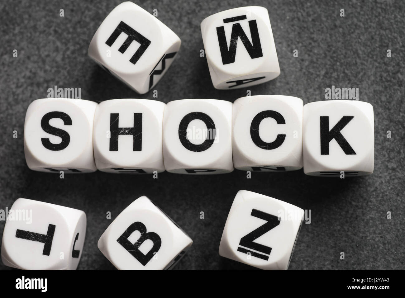 Mot choc sur white cubes jouet Banque D'Images