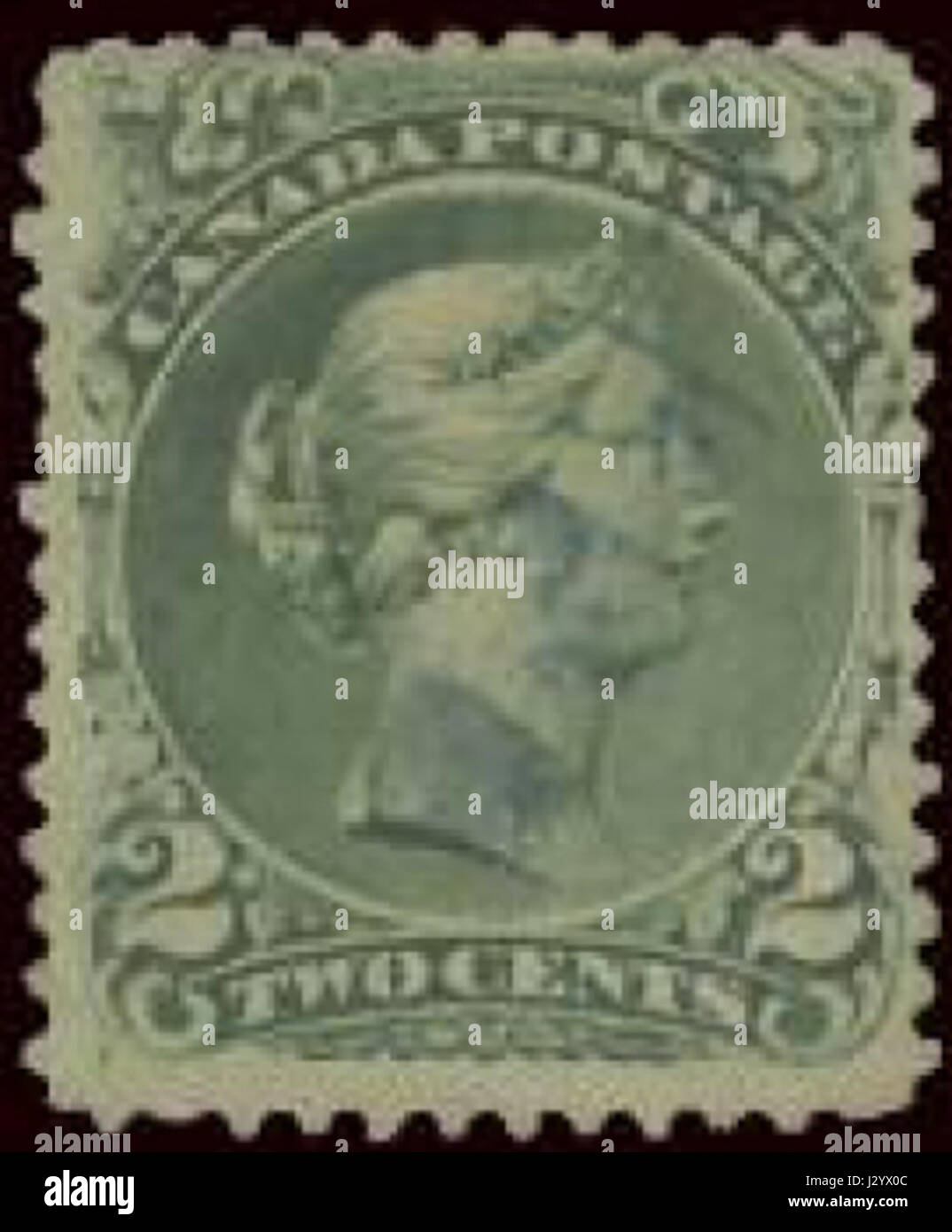 Canada 2c grand imprimeur sur papier vergé date d'inscription annuler Banque D'Images