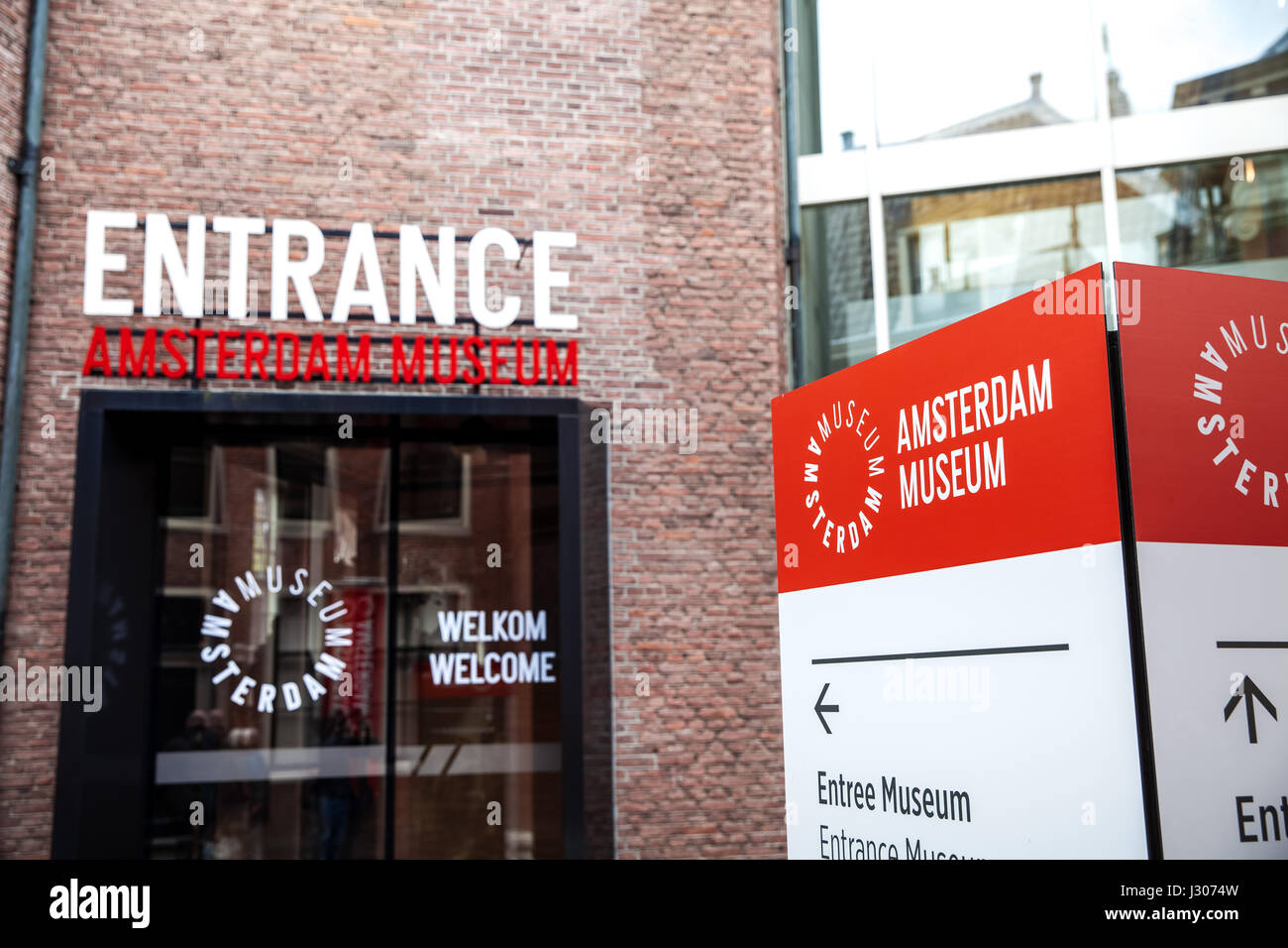 Panneau d'entrée sur le mur à Amsterdam museum Banque D'Images