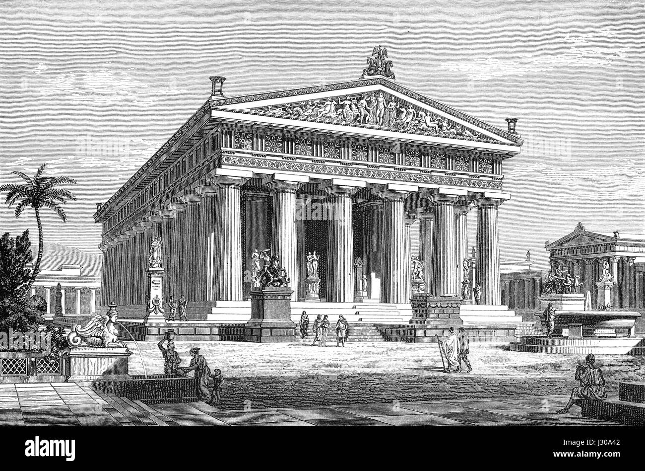 La reconstruction du second Temple d'Héra ou Poséidon construit c. 460-450 avant J.-C., Paestum, une ancienne ville grecque du sud de l'Italie Banque D'Images