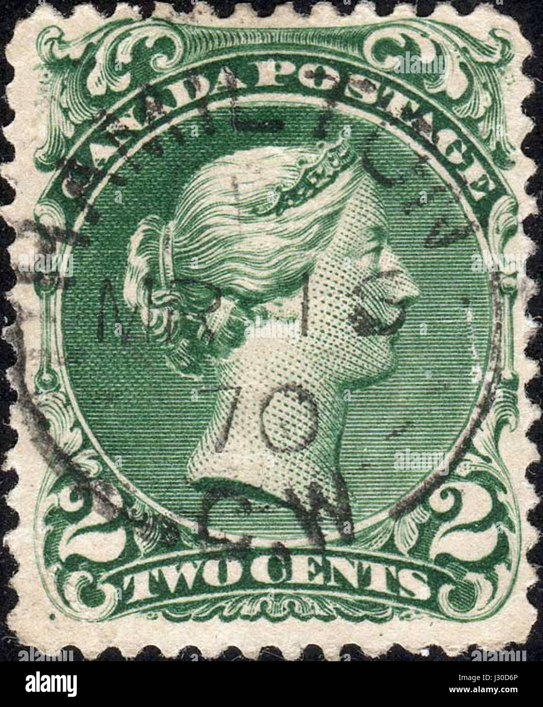 Canada 2c timbre Queen Grand sur papier vergé Banque D'Images