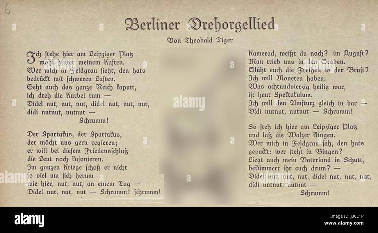 Le 'Berliner Drehorgellied-Ulk' de 1919 est un morceau de musique, probablement associé à la tradition allemande des moulins à orgue. La musique reflète la culture populaire de Berlin du début du XXe siècle. Banque D'Images