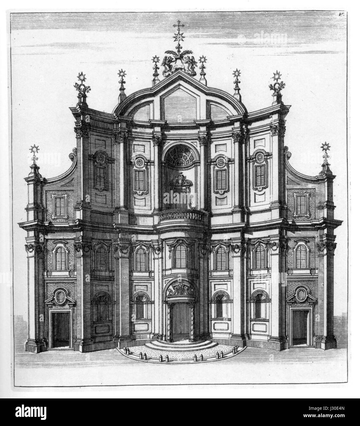 Ce dessin de Francesco Borromini, architecte italien influent de la période baroque, reflète son approche novatrice de la conception architecturale. Le travail de Borromini est connu pour ses formes dynamiques et sculpturales et sa géométrie complexe, créant souvent des effets dramatiques dans les églises et les bâtiments. Banque D'Images