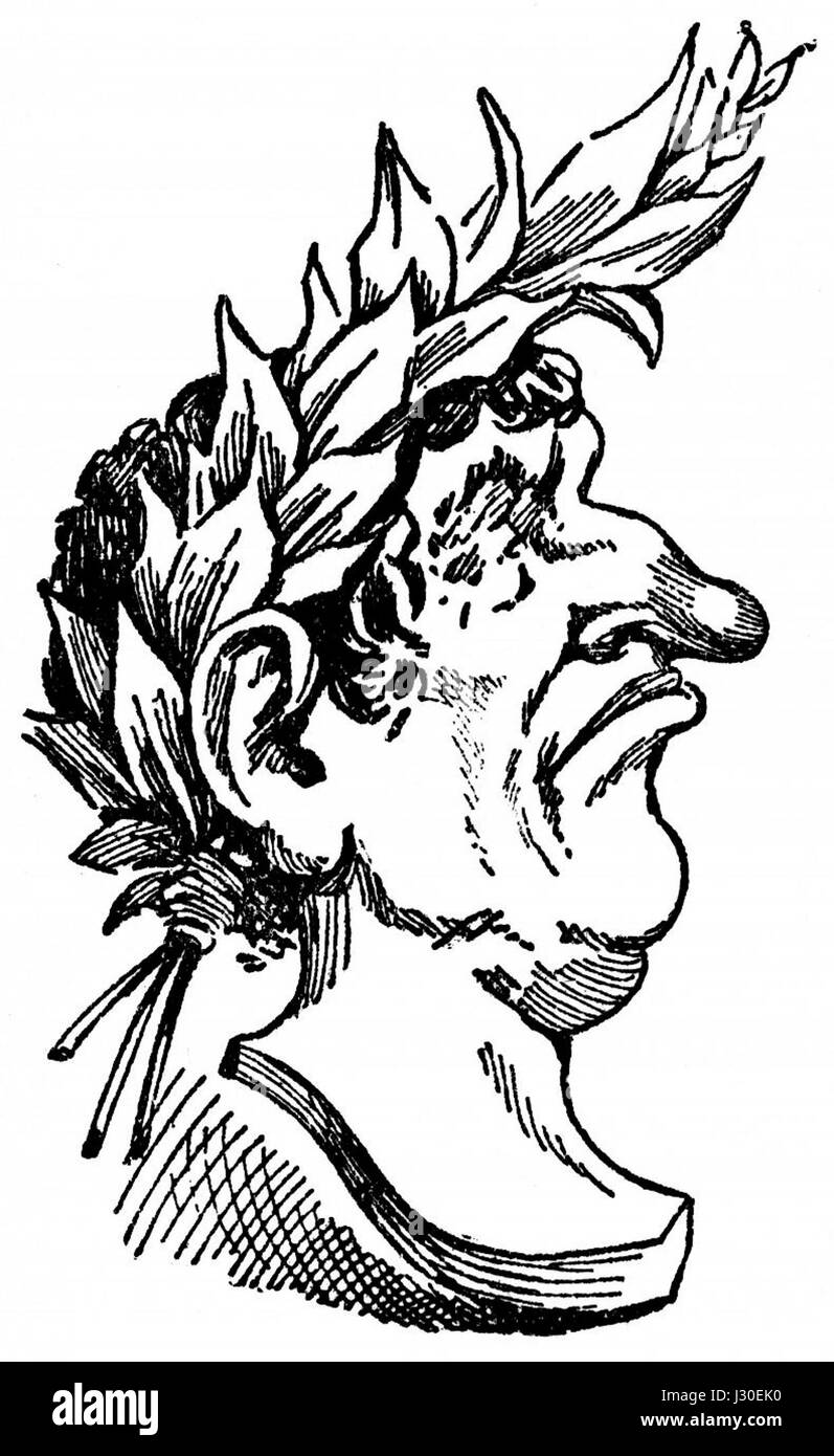 Buste de Jules César, un éminent chef romain, reflétant l'art classique et le portrait de la Rome antique, représentant les traits de César en marbre dans le cadre de la tradition romaine d'honorer des personnages importants. Banque D'Images