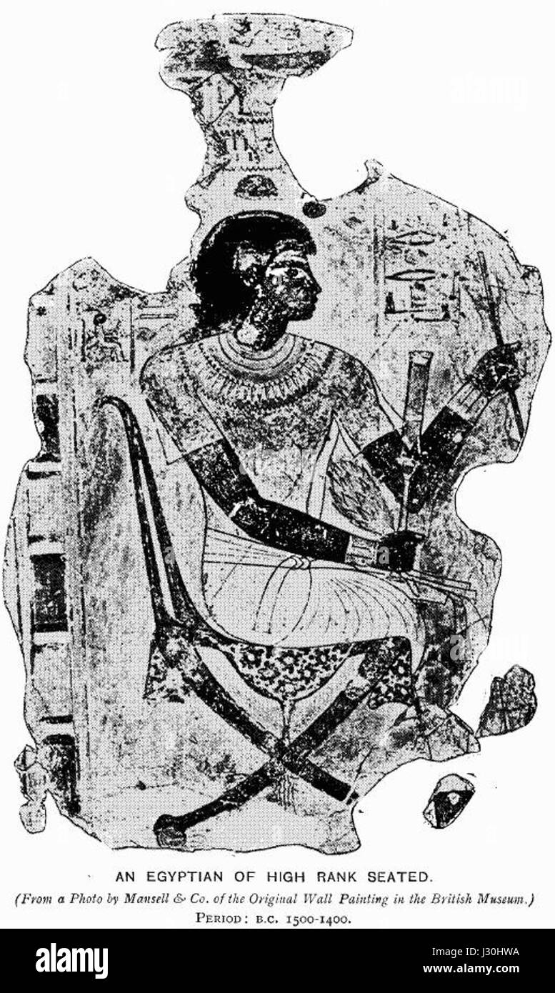 Une représentation d'un individu égyptien de haut rang assis dans une pose digne, mettant en évidence les pratiques culturelles et historiques de l'Égypte ancienne. Banque D'Images