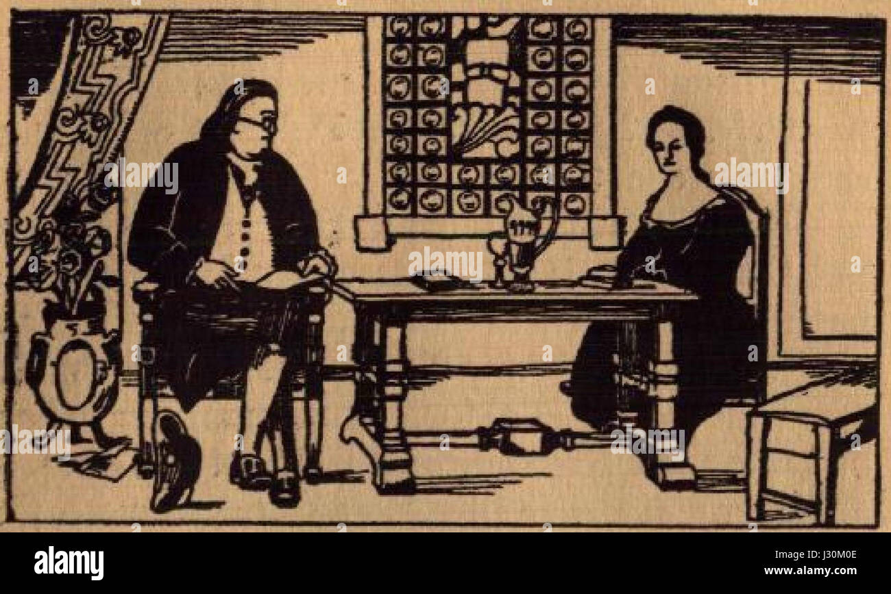 Benjamin Franklin og hans Hustru i deres Hjem Banque D'Images