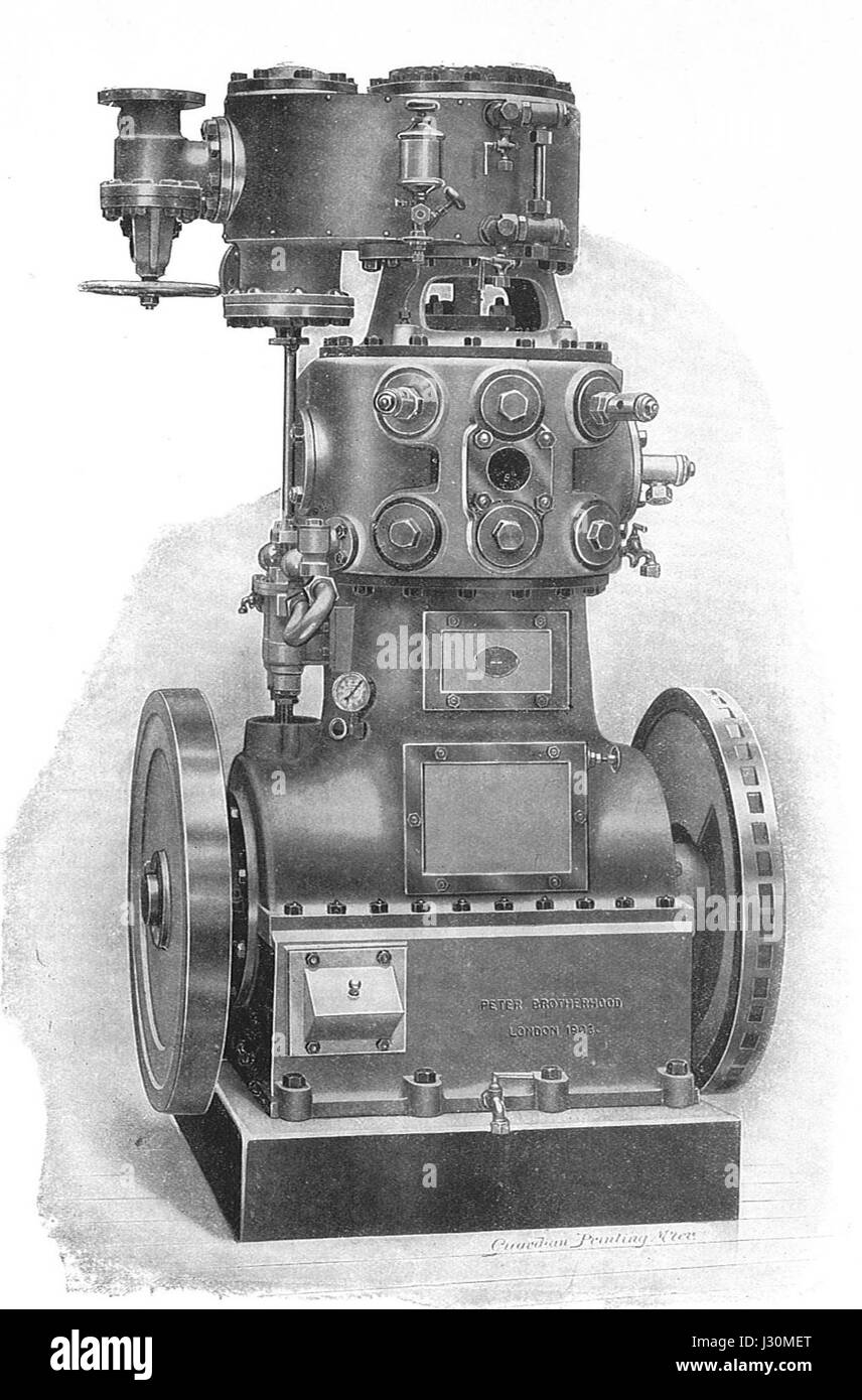 Le compresseur d'air vertical Brotherhood, présenté dans « Modern Engines, vol VI » de Rankin Kennedy, représente une avancée significative dans les premières technologies industrielles. Banque D'Images