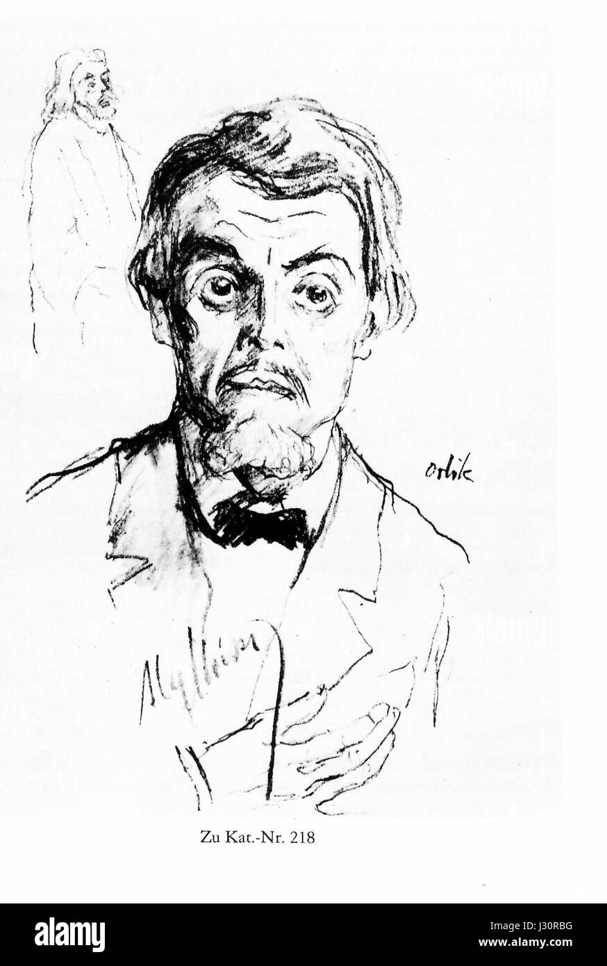 Un dessin d'Emil Orlik en 1918 du célèbre acteur Alexander Moissi, capturant sa ressemblance et son essence théâtrale au cours de sa carrière à l'époque. Banque D'Images