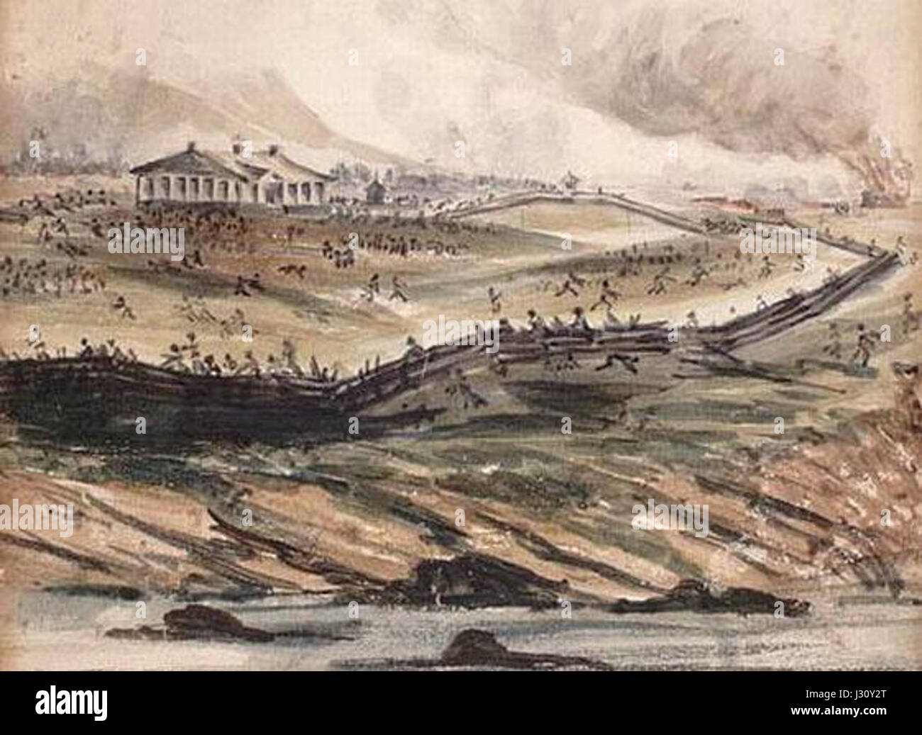 La bataille de Saint-Charles, livrée en 1838 lors des rébellions des Patriotes dans le Bas-Canada, fut un conflit important entre les forces rebelles et les troupes britanniques. La bataille a joué un rôle clé dans l’histoire des mouvements de résistance canadiens et dans la formation de l’identité de Quebecâ™s. Banque D'Images