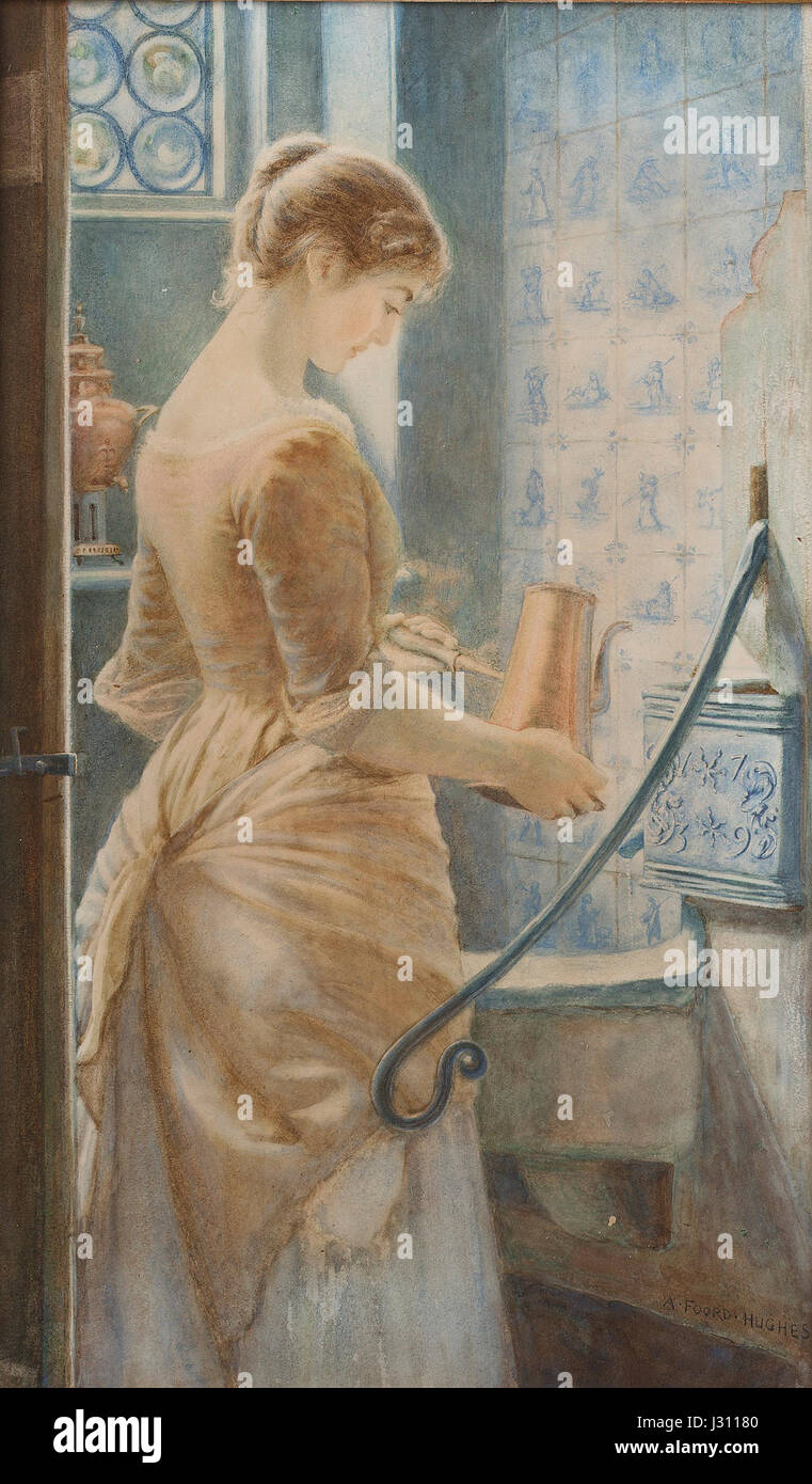 Le terme « Underground Stairs » d'Arthur Foord Hughes fait probablement référence à son travail ou à son exploration artistique des espaces domestiques, en se concentrant sur des domaines comme les cuisines ou les quartiers des serviteurs, qui faisaient souvent partie des commentaires sociaux. Banque D'Images