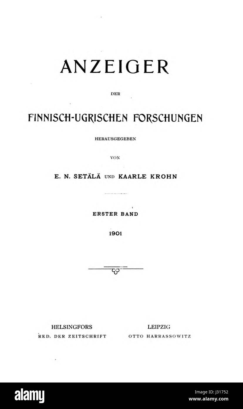 Anzeiger der Finnisch-ugrischen Forschungen 01 000A Banque D'Images