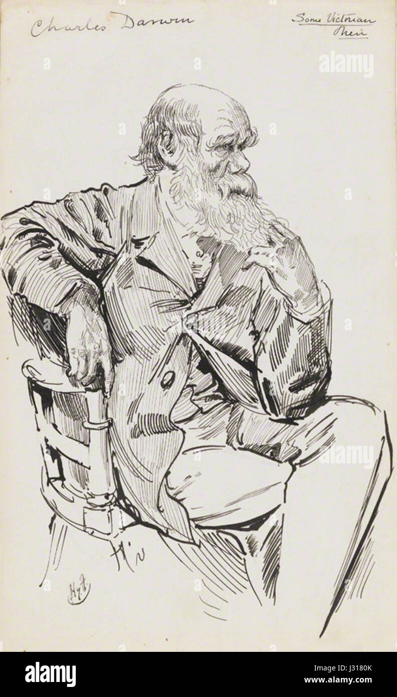Caricature de Charles Darwin par Harry Furniss Banque D'Images
