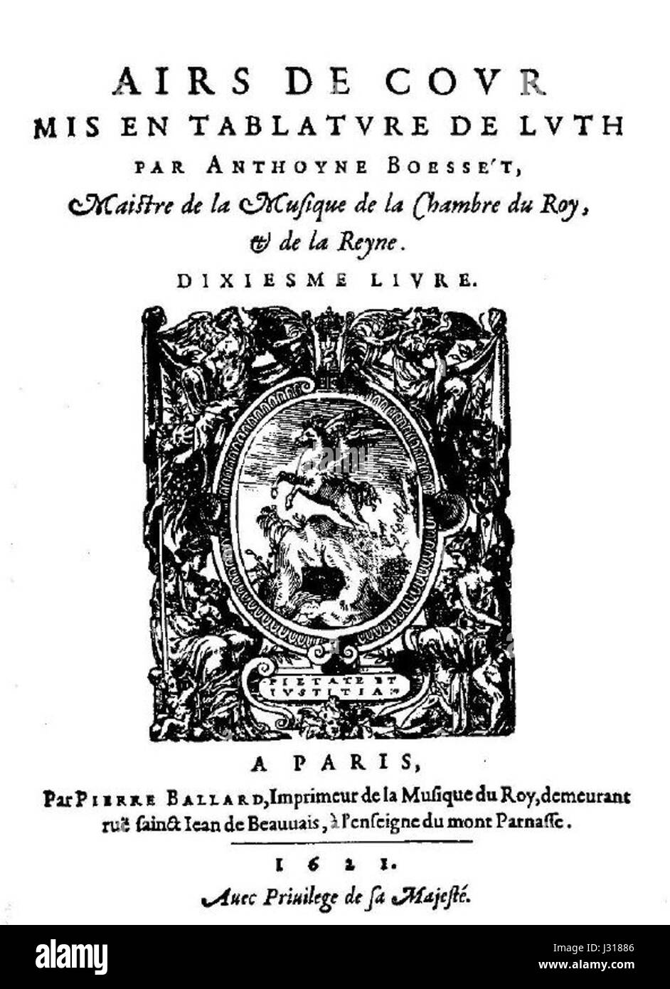 Les airs luth de Boesset sont une collection de musique de luth française du début du XVIIe siècle. Il présente des mélodies complexes conçues pour le luth, typiques de la période baroque. Ces pièces mettent en lumière les goûts musicaux en évolution de l’époque, mettant en valeur à la fois la complexité harmonique et la beauté lyrique. Banque D'Images