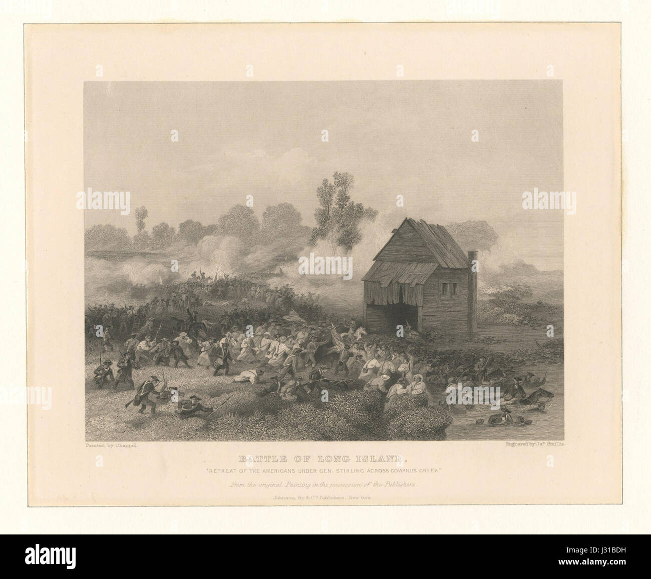 Bataille de Long Island, la retraite des Américains sous le général acorss Stirling Gowanus Creek (NYPL b12610187-423824) Banque D'Images