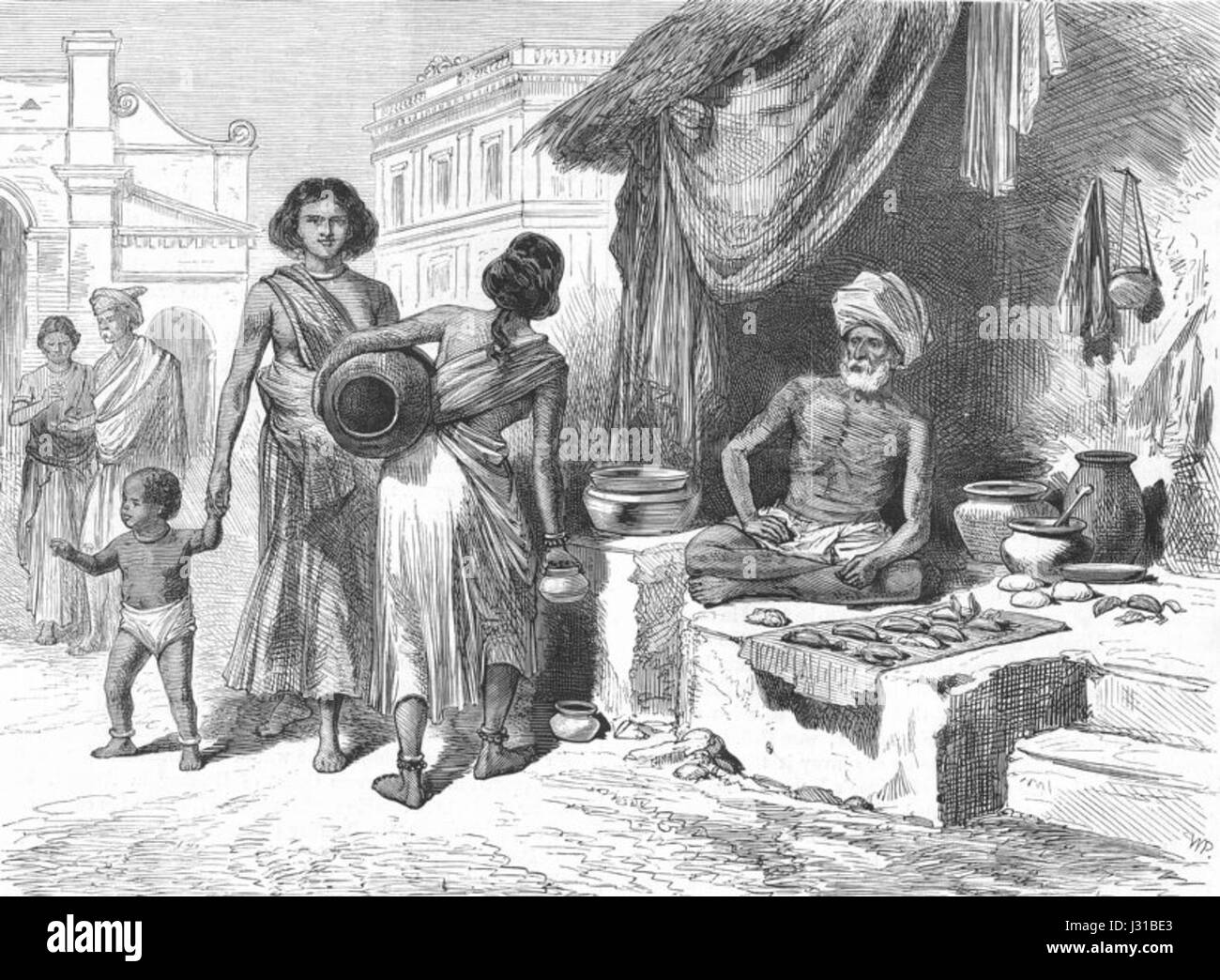 Bazar à Madras, à partir du graphique, 1875 Banque D'Images