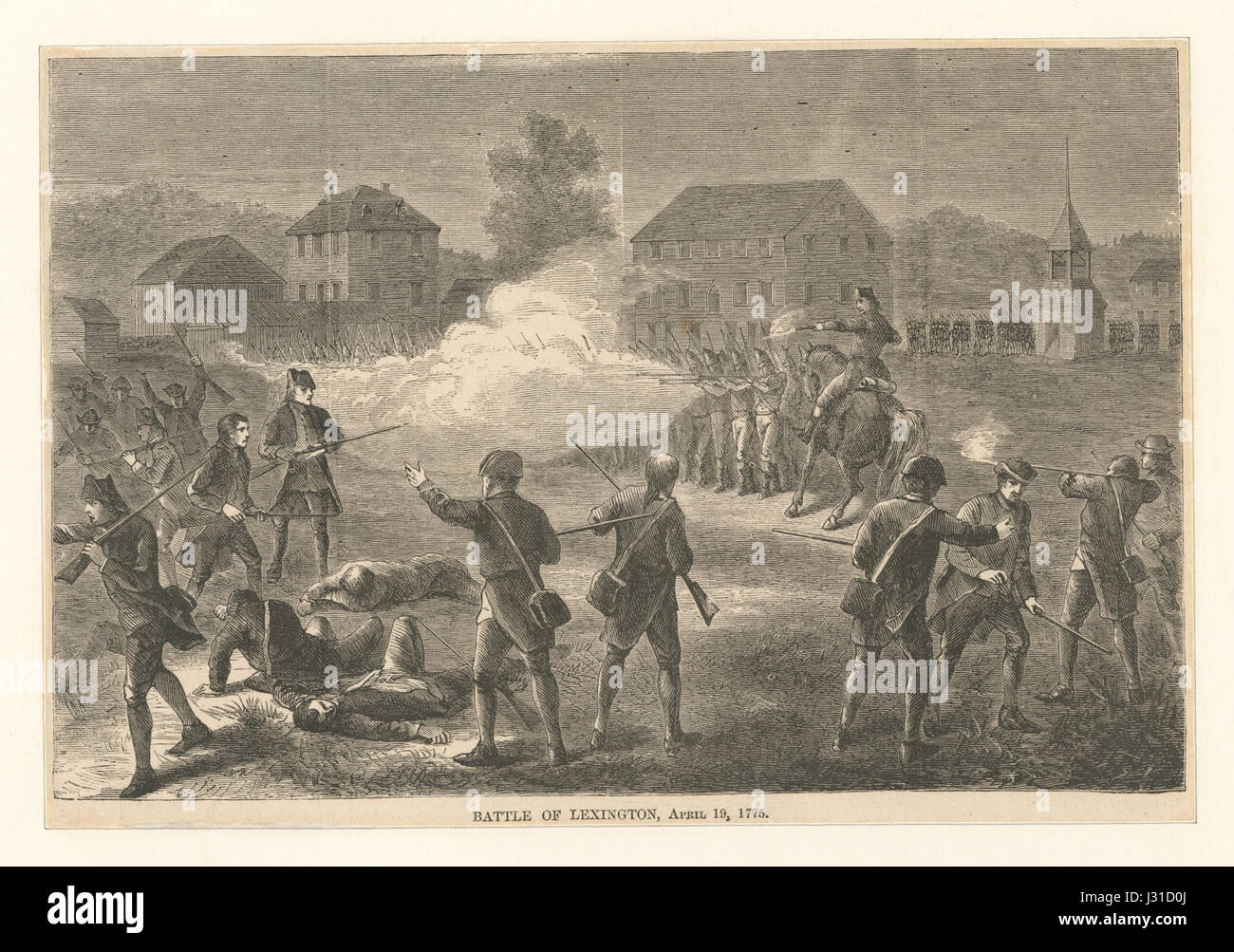Bataille de Lexington, le 19 avril 1775 (NYPL b12610192-422627) Banque D'Images