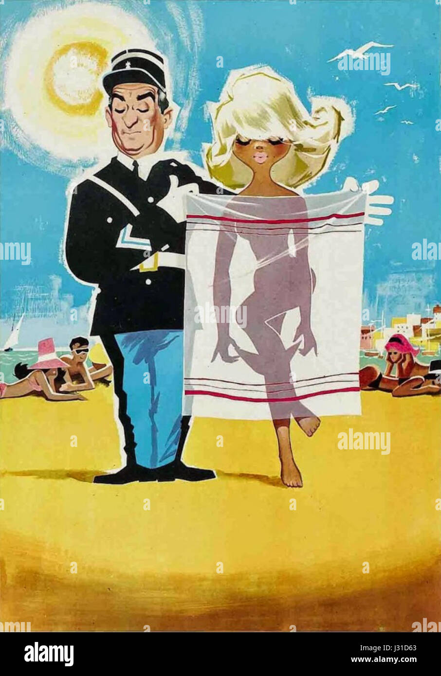 L'auvergnat un Saint-Tropez (Le gendarme de Saint-Tropez) - Italien poster (rognée) Banque D'Images