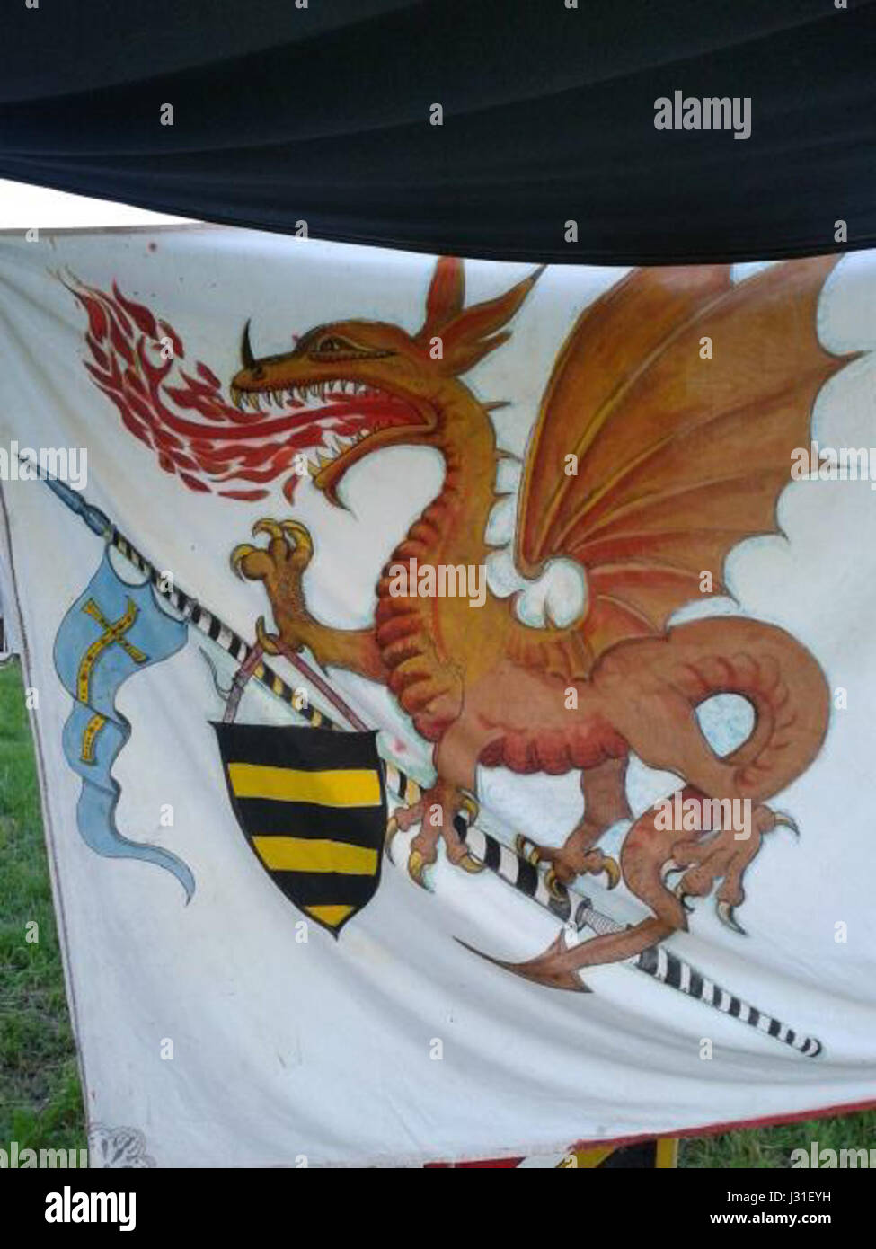 Bandiera raffigurante un dragone con stemma Gonzaga Banque D'Images