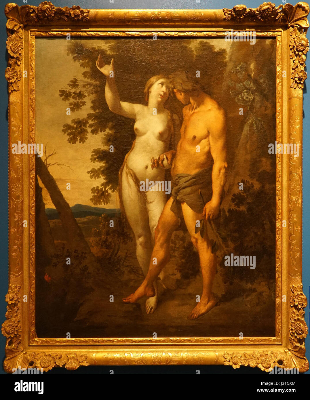 Adam et Eve, un thème biblique intemporel, est représenté dans l'œuvre 'Adam et Eve teSsel 0369'. Cette œuvre dépeint le célèbre récit de la création et de la chute de l’humanité sous une forme symbolique et artistique. Banque D'Images