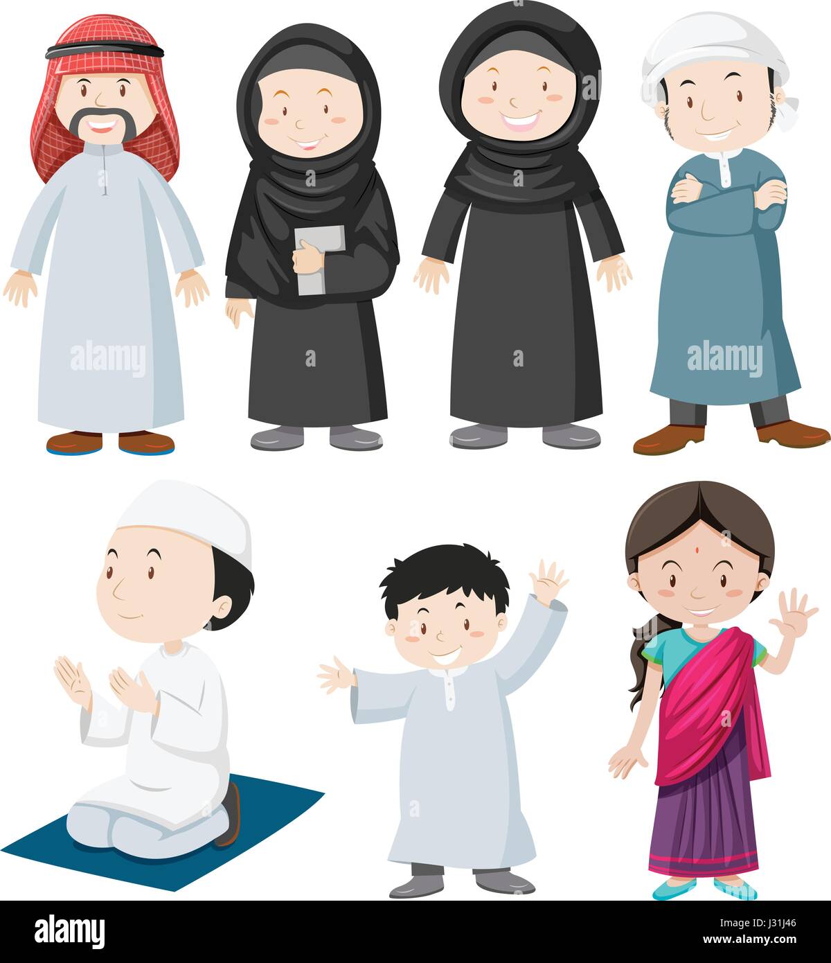 Population musulmane en costume traditionnel illustration Illustration de Vecteur
