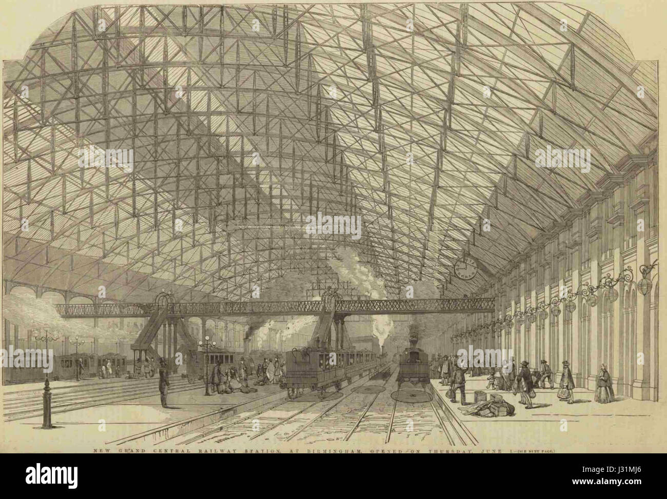 La gare de Birmingham New Street en 1854 Banque D'Images