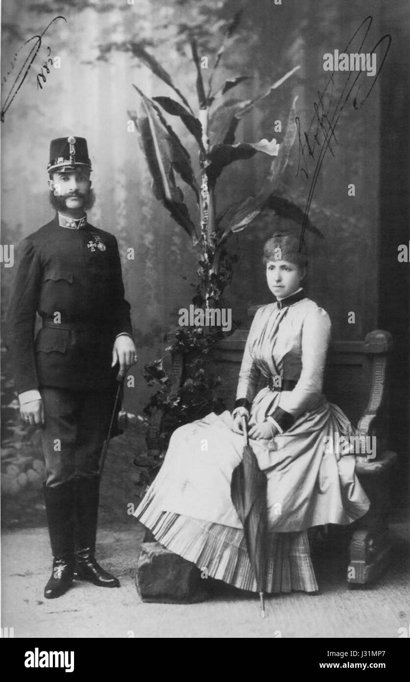 Alfonso XII avec sa deuxième femme Banque D'Images