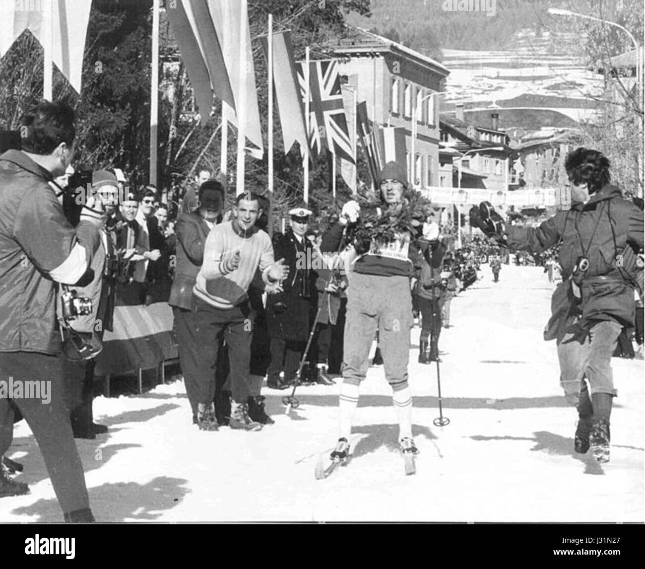 Ulrico Kostner a remporté la Marcialonga en 1971, une réalisation remarquable en ski de fond. Cette victoire est un moment important dans l’histoire du sport et de la compétition Marcialonga. Banque D'Images
