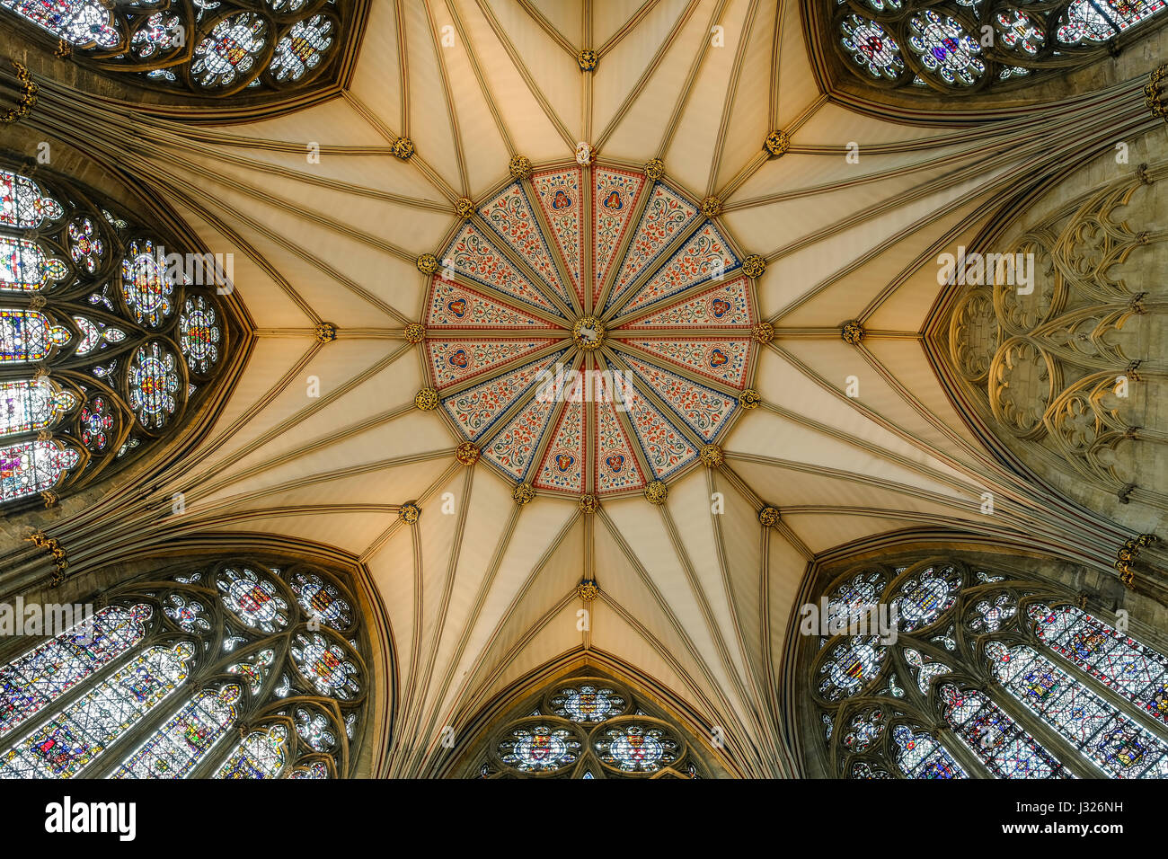 Le plafond de la Chambre chapitre à l'intérieur de la cathédrale de York Banque D'Images