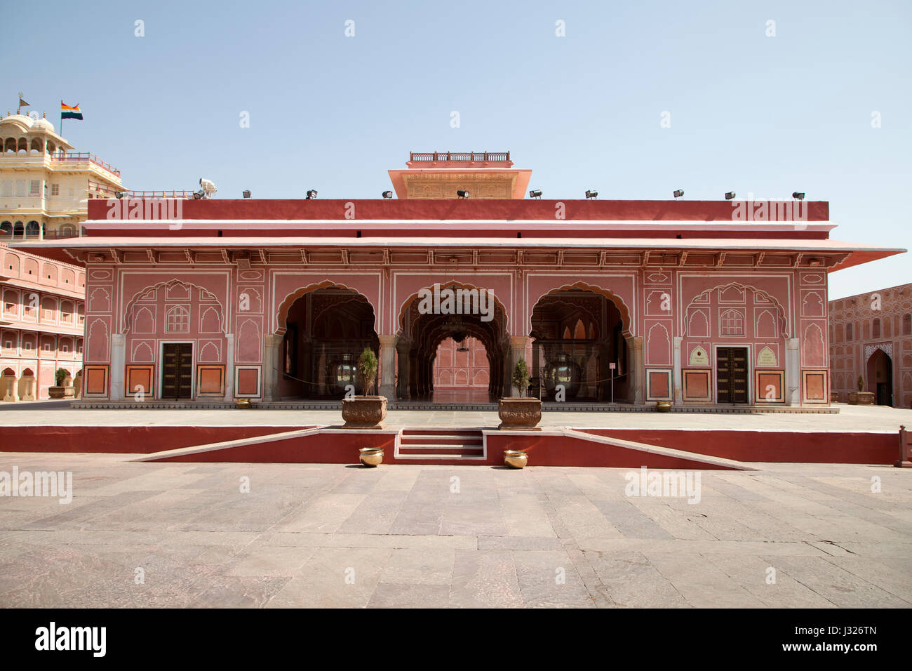 Le Diwan-i-AAM, ou hall d'audience publique, au Palais de la ville de Jaipur au Rajasthan, Inde. Banque D'Images