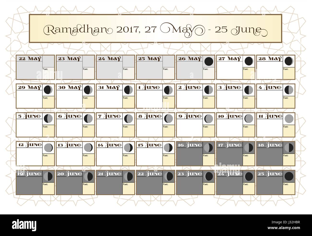 Calendrier Ramadan 2017, 27 mai. Vérifier la date de choix. Comprend — free download