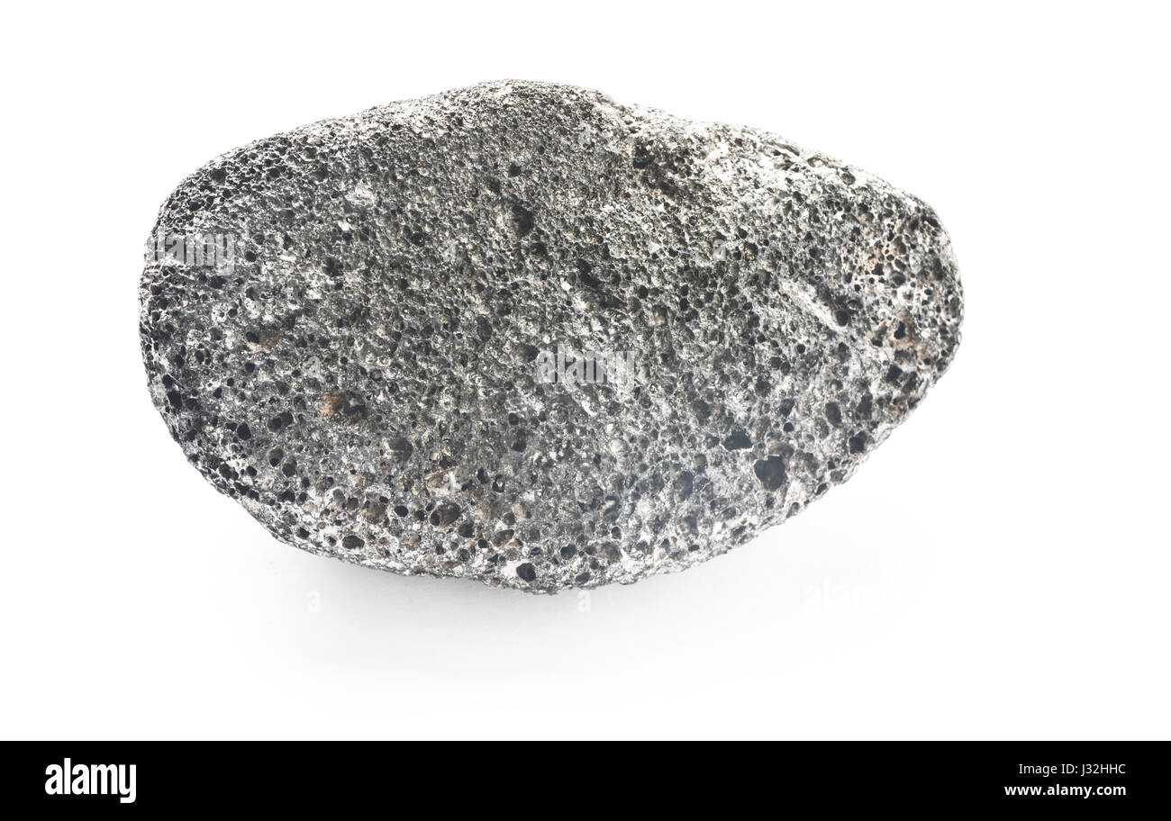 L'amphibolite pierre noire isolated on white Banque D'Images