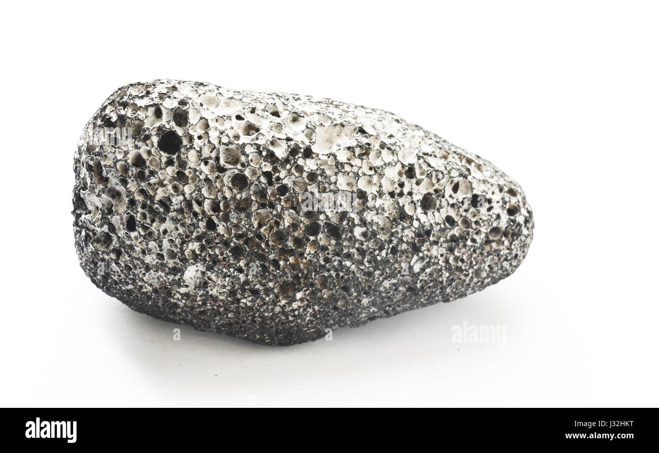 L'amphibolite pierre noire isolated on white Banque D'Images